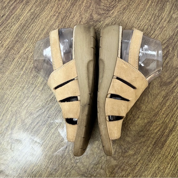 ECCO Beige Leather Wedge Sandals Size 39 - Picture 6 of 13